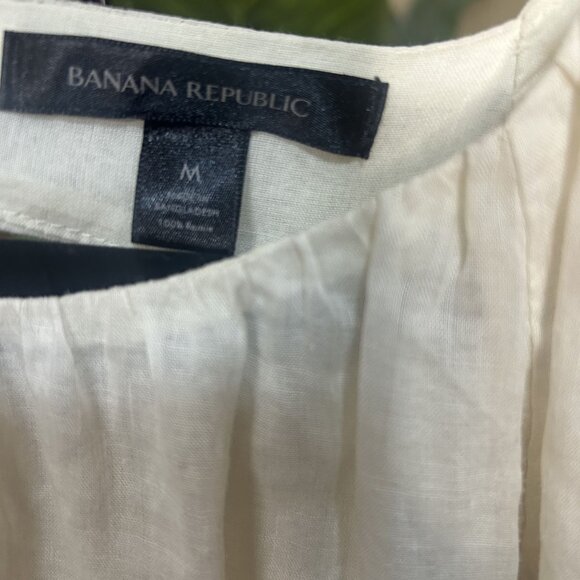 Banana Republic Off White Fit and Flare Puff Sleeve Mini Dress Size Medium - Picture 2 of 5